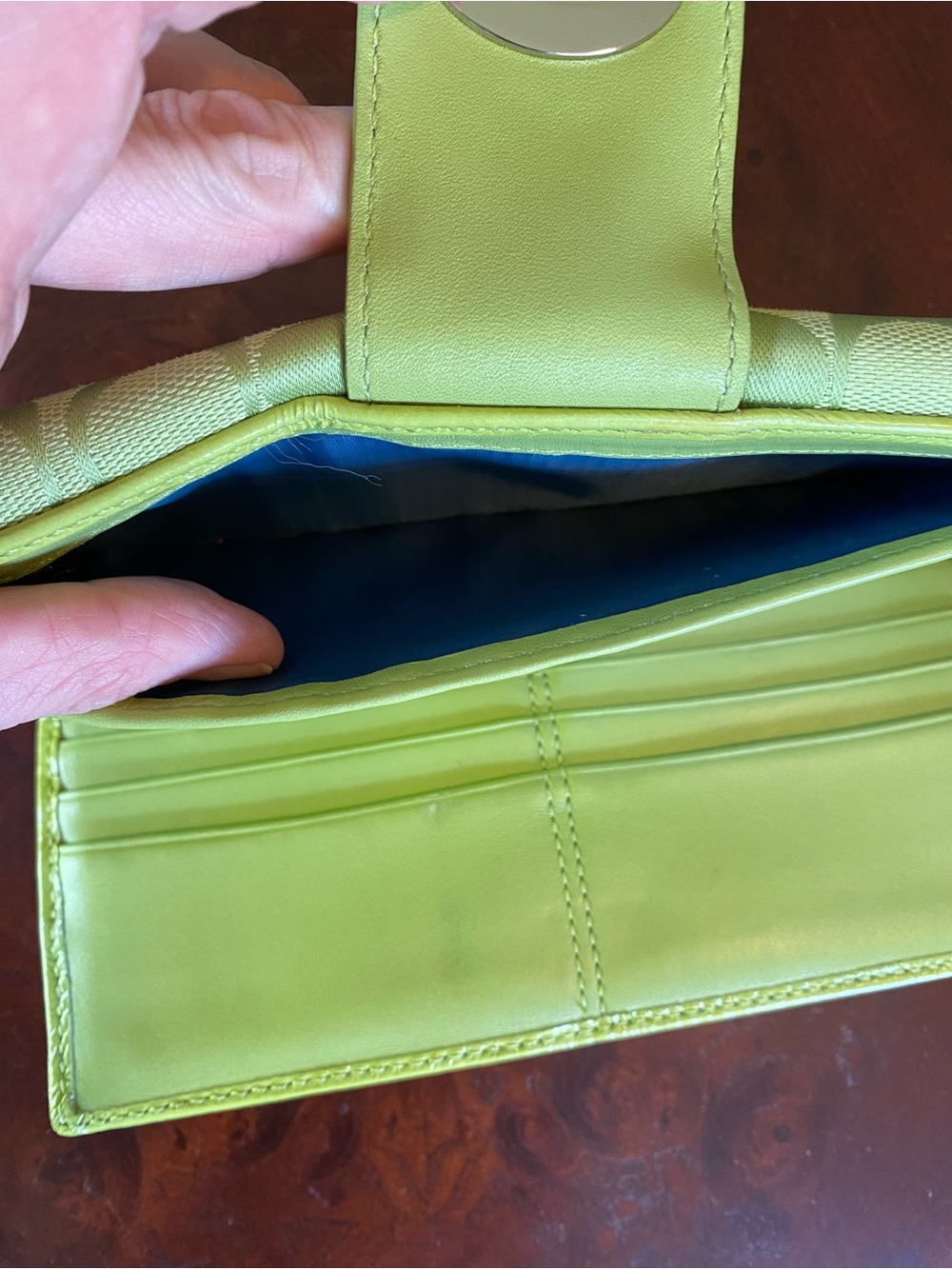 Coach Lime Green Signature Turnlock Wallet   & Checkbook Cover - Picture 5 of 9